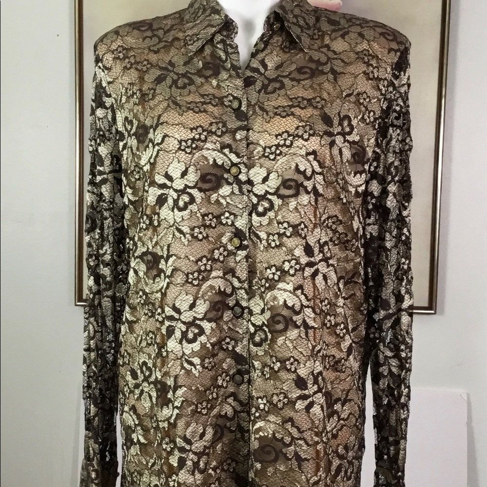 Conrad C Collection-lace over charmeuse top
